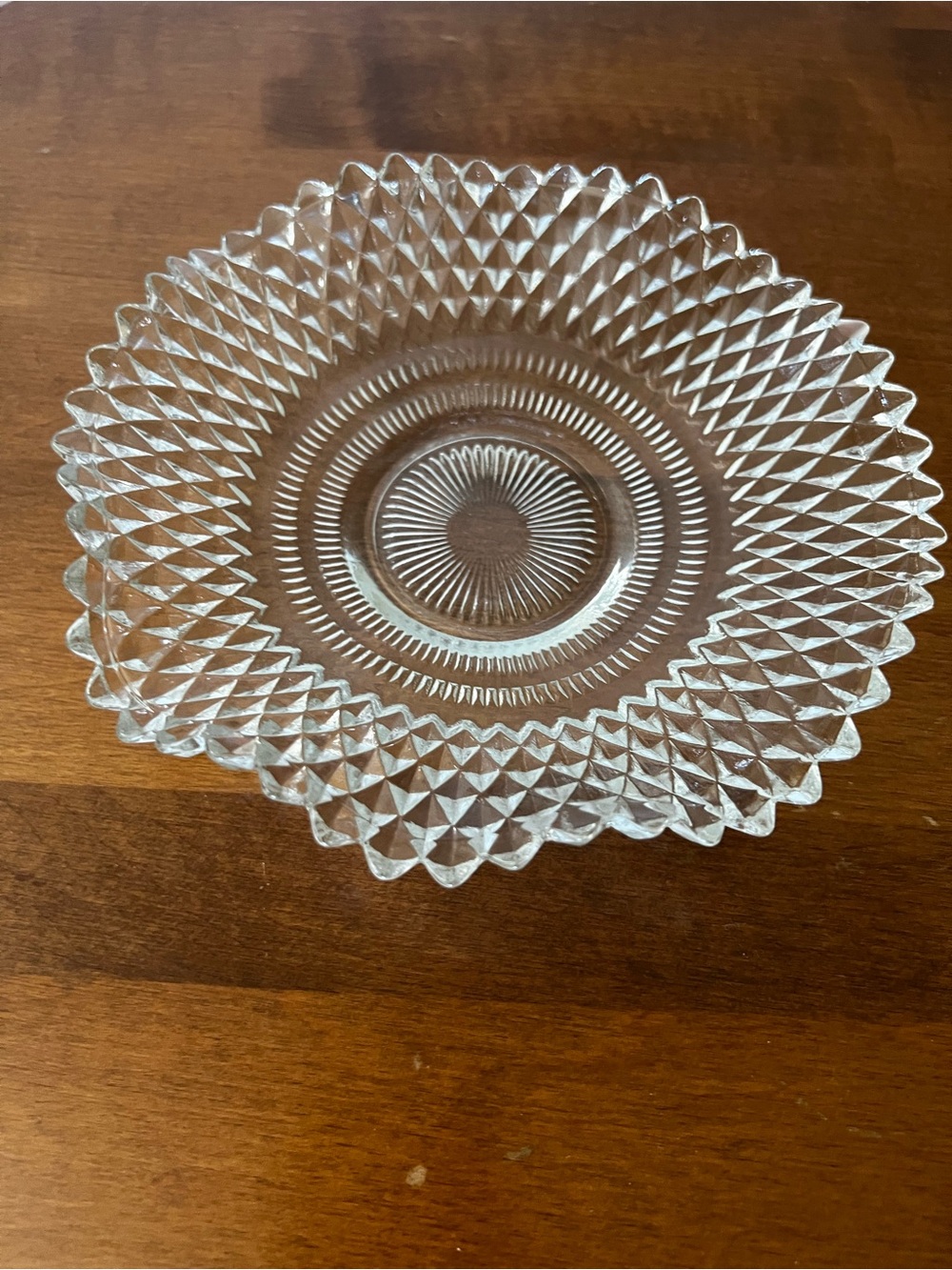 Glass Diamond Point Pattern Candy/Trinket/ Jewelry Dish